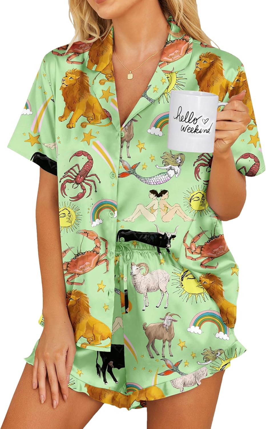 Ekouaer Satin Pajamas Set