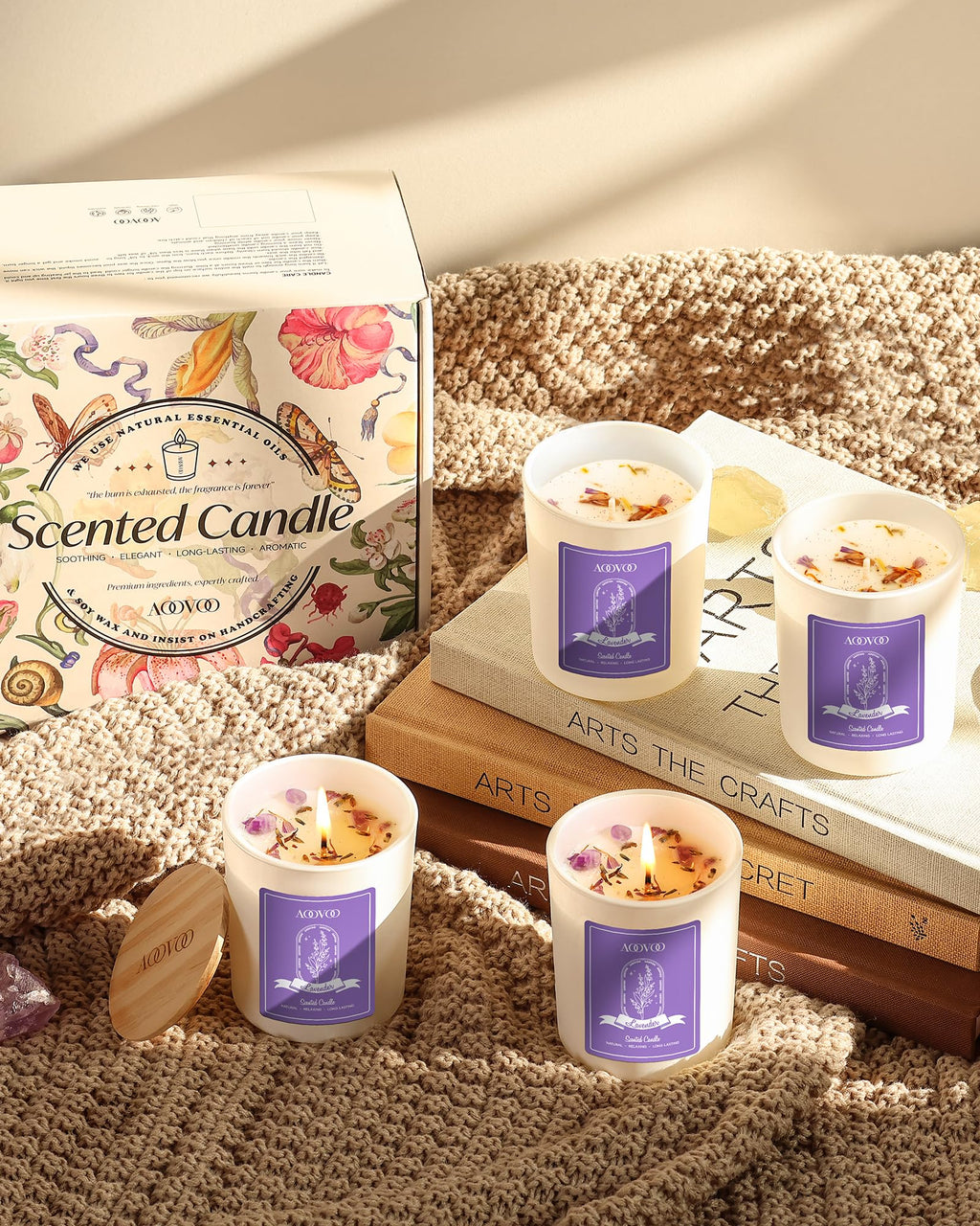 AOOVOO Lavender Candles